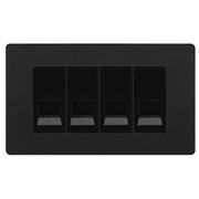 BG Evolve Matt Black 4 Gang Master Telephone Socket, Screw Terminal - Black Insert by British General (BG-PCDMBBTMS4B)