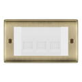 BG Nexus Antique Brass 3 Gang Secondary Telephone Socket, Screw Terminal - White Insert