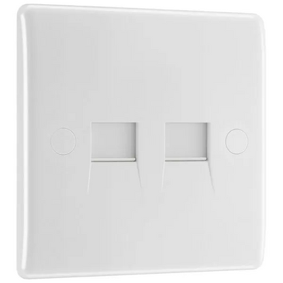 BG 8BTSI/2 Moulded Round Edge | White | 2 Gang Slave Telephone Socket (IDC) by British General (BG-8BTSI/2)