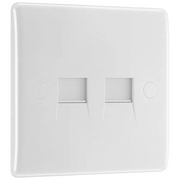 BG 8BTSI/2 Moulded Round Edge | White | 2 Gang Slave Telephone Socket (IDC) by British General (BG-8BTSI/2)
