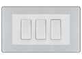 BG Polished Chrome Screwless 3G Switch 2x Intermediate 1x 2 Way Switch - White Insert