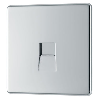BG Screwless Polished Chrome 1 Gang Master Telephone Socket FPCBTM1 with 35mm Steel Back Box