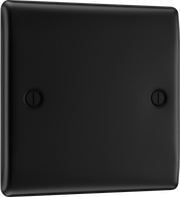 BG NFB94 Nexus Metal Matt Black 1 Gang Blank Plate by British General (BG-NFB94-SA_1)