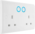 BG Electrical 822/HC Moulded 2 Gang Smart Switched Socket Single Pole White Rounded Edge 13A