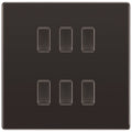 BG Black Nickel Screwless 6 Gang Intermediate Light Switch Custom Grid Switch with Back Box Included
