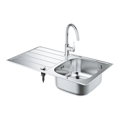 Grohe K200 Kitchen Single Bowl Sink BauEdge Tap Set, Surface Mounting, 31562SD1 by Grohe (Grohe-31562SD1)