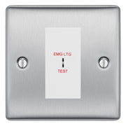 BG Nexus Metal Brushed Steel 20AX 2 Way Emergency Lighting Test Key Switch - White Insert