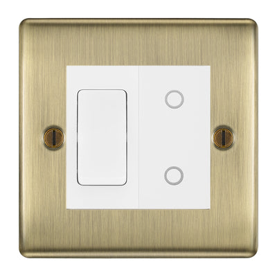 BG Antique Brass 2 Gang Custom Switch 1x 2 Way Switch 1x Secondary Touch Dimmer White Inserts by British General (BG-NEXUS-AB-2G-1x-2WAY-SWITCH-1x-STD-WI)
