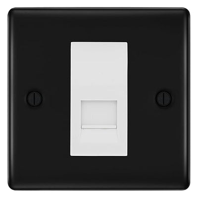 BG Nexus Matt Black Single IDC Secondary Telephone Socket - White Insert by British General (BG-NFBBTS1W)