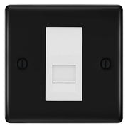 BG Nexus Matt Black Single IDC Secondary Telephone Socket - White Insert by British General (BG-NFBBTS1W)