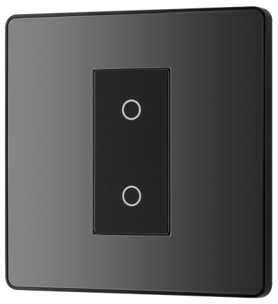 Switches: BG Evolve Black Chrome Screwless Switches & Sockets Black Inserts Full Range PCDBC12B - Single Light Switch 20A by British General (BG-EVOLVE-BLACK-CHROME-PCDBC12B)