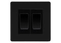 BG Matt Black 2 Gang Intermediate Light Switch Custom Grid – Black Insert