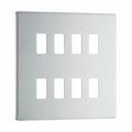 BG Nexus GFBS8 Grid Brushed Steel Screwless 8 Gang Front Plate