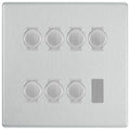 BG Brushed Steel Screwless Flat Plate 7 Gang Trailing Edge LED Dimmer Light Switch 2 Way Custom Switch
