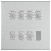 BG Brushed Steel Screwless Flat Plate 7 Gang Trailing Edge LED Dimmer Light Switch 2 Way Custom Switch