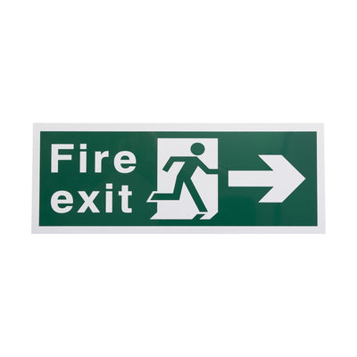 Extinguishers & Equipment: Plastic Fire Exit Signs - Self-Adhesive Arrow Down by Rainbow (SAFELINCS-RBRPSAWFED)
