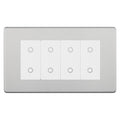 BG Nexus Screwless Brushed Steel Quad Secondary Touch Dimmer Switch White Inserts FBSTDS4W