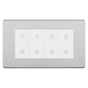 BG Nexus Screwless Brushed Steel Quad Secondary Touch Dimmer Switch White Inserts FBSTDS4W by British General (BG-FBSTDS4W)