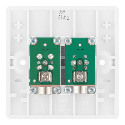 BG Electrical Double Satellite TV Socket Outlet White & 50mm Pattress Back Box