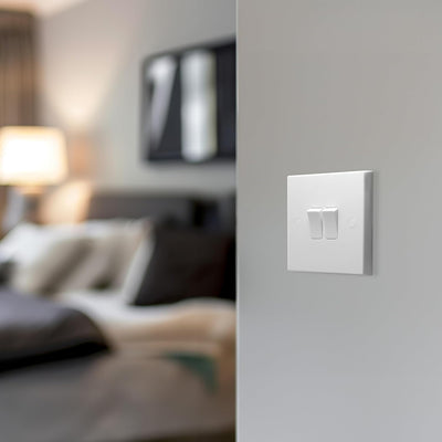 BG 942 Moulded Square Edge | White | 2 Gang 10AX 2 Way Plate Switch by British General (BG-942)