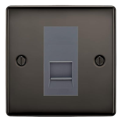 BG Nexus Black Nickel Single IDC Secondary Telephone Socket - Grey Insert by British General (BG-NBNBTS1G)