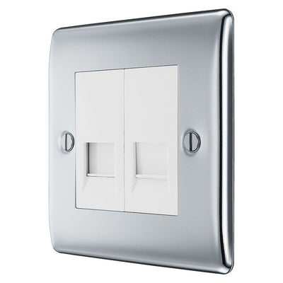 BG NPCBTS2 Nexus Metal Polished Chrome 2 Gang Slave Telephone Socket