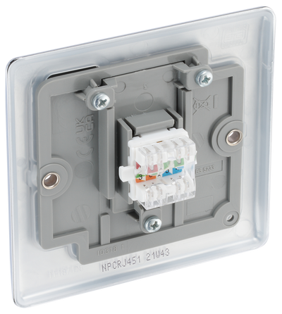 BG NPCRJ451 Nexus Metal Polished Chrome 1 Gang RJ45 Data Outlet