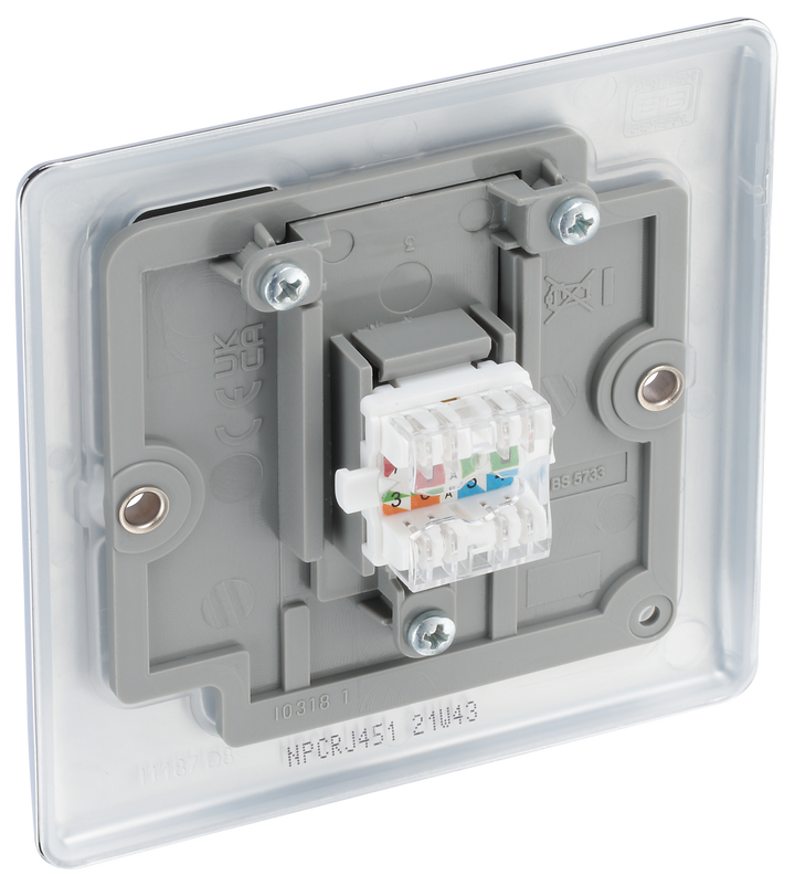 NPCRJ451 Back - This RJ45 ethernet socket from British General uses an IDC terminal connection and is ideal for home and office providing a networking outlet with ID window for identification.