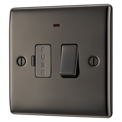 BG Nexus Black Nickel 13A Neon Switched Fused Connection Unit NBN52 with 35mm Steel Back Box