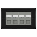 BG Nexus Matt Black 4 Gang RJ45 CAT6 Data Socket Grey Inserts