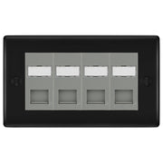 BG Nexus Matt Black 4 Gang RJ45 CAT6 Data Socket Grey Inserts by British General (BG-NFBRJ454C5EG)