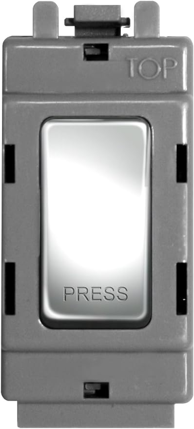 BG Electrical GPC14 Nexus Grid Polished Chrome 2 Way & Off 20A 1 Module Single Pole Retractive Modular Switch by British General (BG-GPC14-2)
