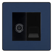 BG Evolve Matt Blue TV Aerial & Secondary Telephone Socket - Black Insert