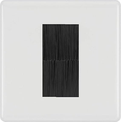 BG Nexus White Single 1 Gang Brush Cable Entry Wall Plate | Black Insert by British General (BG-8EMS1+EMFO)