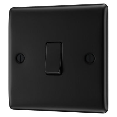 BG Nexus Matt Black 20A 16AX 2 Way Single Light Switch NFB12 with 35mm Steel Back Box