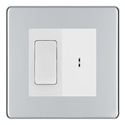 BG Screwless Polished Chrome 20A Secret Key Switch with 20A Double Pole Switch - White Insert