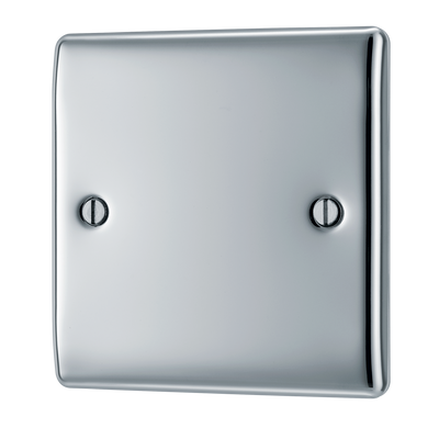 BG NPC94 Nexus Metal Polished Chrome 1 Gang Blanking Plate by British General (BG-NPC94-Shopify-SA_1)