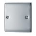 NPC94 Front - This premium polished chrome finish single blank plate from British General is ideal for covering unused electrical connections and has a sleek and slim profile, with softly rounded edges to add a touch of luxury to your decor.