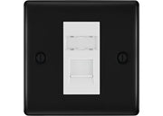 BG Nexus Matt Black Single 1 Gang RJ45 Data Socket NFBRJ451W White Insert by British General (BG-NFBRJ451W)