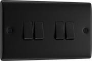 BG NFB44 Nexus Metal Matt Black 4 Gang 20A 16AX 2 Way Plate Switch by British General (BG-NFB44-Shopify-SA_1)
