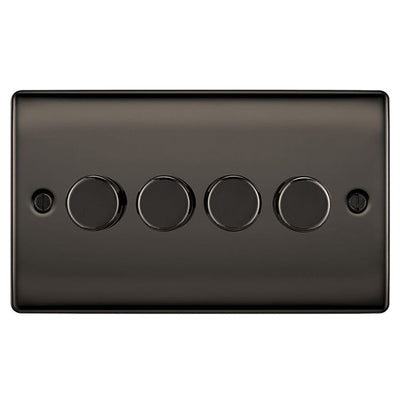 BG NBN84P Nexus Metal 4 Gang, 2 Way, 400W Dimmer Switches - Black Nickel by British General (BG-NBN84P)