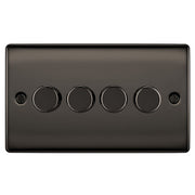 BG NBN84P Nexus Metal 4 Gang, 2 Way, 400W Dimmer Switches - Black Nickel by British General (BG-NBN84P)