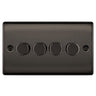 BG NBN84P Nexus Metal 4 Gang, 2 Way, 400W Dimmer Switches - Black Nickel by British General (BG-NBN84P)