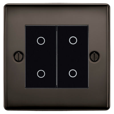 BG Nexus Black Nickel Double Secondary Touch Dimmer Switch Black Inserts NBNTDS2B by British General (BG-EMTDSB+NBNEMS2)