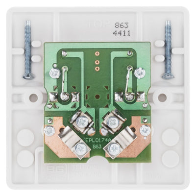 BG Electrical Double Isolated Co-Axial TV Socket White & 50mm Pattress Back Box