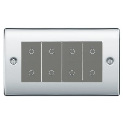 BG Nexus Polished Chrome Quad Master Touch Dimmer Switch Grey Inserts NPCTDM4G by British General (BG-NPCTDM4G)