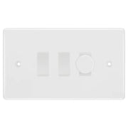 BG Nexus White Moulded 3 Gang Light Switch Grid – 1x Trailing-Edge LED Dimmer, 1x Intermediate, 1x 2-Way Switch by British General (BG-Nexus-WM-3G-1x-Dimmer-1x-INT-1x-2Way)