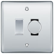 BG Polished Chrome 2 Gang Light Switch 1x Trailing Edge LED Dimmer 1x 2 Way Custom Switch by British General (BG-NEXUS-PC-2G-CUSTOM-1x-DIMMER-1x-2WAY)