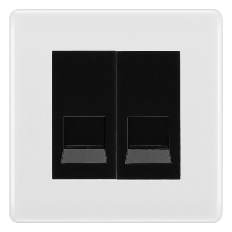 BG White Moulded Double Master Telephone Socket – Black Insert