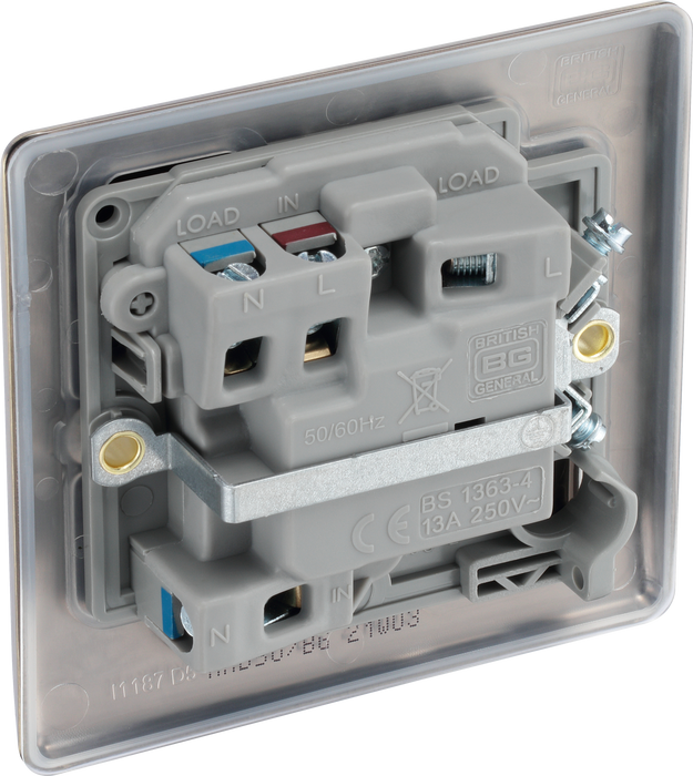 NAB50 Back - This switched and fused 13A connection unit from British General provides an outlet from the mains containing the fuse and is ideal for spur circuits and hardwired appliances. 